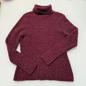 Moda International Bouclé Turtleneck‎ Sweater – Plum/Wine, Wool Blend, XL
